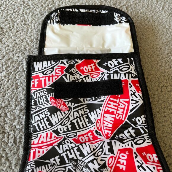 Vans Off The Wall  Lunch Sack Bag Foldable Insulated Cooler Black Red Skate - Picture 3 of 7